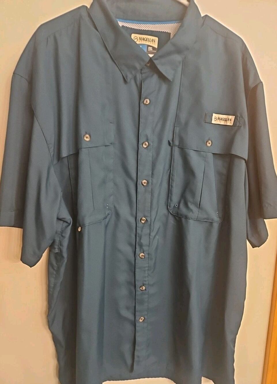 Magellan Outdoors Fish Gear Mens 2XL Aqua Vented Long Sleeve Shirt Relaxed Fit